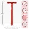 Bambaw Single Blade Double Edged Safety Razor with 5 Blades, Durable Metal Razor for Men & Women, Reusable & Plastic Free Double Edge Safety Razors for Men  Red view 2
