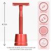Bambaw Double Edge Safety Razor with Stand, Safety Shaving Razor with 5 Double Edge Safety Razor Blades, Eco-Friendly Razor for Shaving  Red view 2