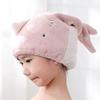 Foyadi Hair Drying Towel for Kids Girls, Cute Cartoon Absorbent Quick Drying Bath Wrap Set for Bathing, Spa, Swimming Pool, Soft Microfiber Cap for Curly Long & Wet Hair, Pink view 1