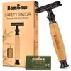 Bambaw Double Edge Safety Razor Men & Women with 5 Replacement Shaving Blades, Women Razor One Blade, Close & Smooth Shave (Thick Bamboo Black) view 1