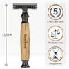 Bambaw Double Edge Safety Razor Men & Women with 5 Replacement Shaving Blades, Women Razor One Blade, Close & Smooth Shave (Thick Bamboo Black) view 2