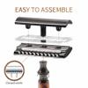 Bambaw Double Edge Safety Razor Men & Women with 5 Replacement Shaving Blades, Women Razor One Blade, Close & Smooth Shave (Thick Bamboo Black) view 3