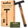 Bambaw Single Blade Razors for Men & Women, Bamboo Razor with 5 Blades, Double Edge Safety Razor, Eco-Friendly, Reusable & Plastic Free  Slim Bamboo Black view 1