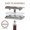 Bambaw Double Edge Safety Razor for Women & Men, Double Edge Razors with 5 Blades, Reusable Single Blade Razor, Eco-Friendly & Plastic Free  Slim Bamboo Silver view 2