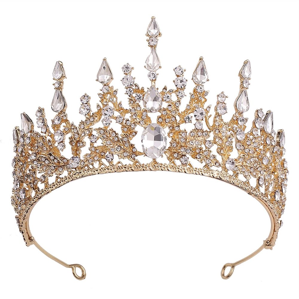 Baroque Retro Crystal Bridal Tiaras Crown Wedding Hair Accessories Rhinestone Diadem Tiara Headbands (Color : Yellow)