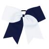 16PCS 8" Large Cheer Hair Bows Ponytail Holder Elastic Band Handmade for Cheerleading Teen Girls College Sports (16 Pcs) (White/Navy Blue) view 3
