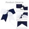 16PCS 8" Large Cheer Hair Bows Ponytail Holder Elastic Band Handmade for Cheerleading Teen Girls College Sports (16 Pcs) (White/Navy Blue) view 4