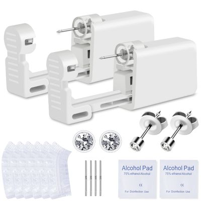 Ear Piercing Kit, Anzero 2 Pcs Disposable Ear Piercing Gun with Preloaded Ear Stud, at Home Self Ear Piercing Gun Kit - 2MM Earrings Stud