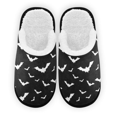 Umidedor Halloween Bats Slippers For Women Girls, Soft Memory Foam Non-Slip Indoor House Slippers Home Shoes For Bedroom Hotel Travel Spa 5-8