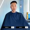Barber Strong The Barber Cape Haircut Cover for Men, Hair Repelling and Static-Reducing Material, Flexible Elastic Neckband, Water Resistant Fabric, Oversized for Complete Coverage - Blue/White Stripe view 4
