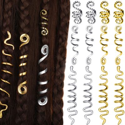 12 Pcs Braid Hair Jewelry Accessories Celtic Alloy Dreadlock Accessories Loc Jewelry Coil Jewel Hair Cuffs Snake Clips for Women (Gold, Silver, Vintage Style)