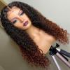 13x6 HD Transparent Lace Front Deep Wave Human Hair Wig With Baby Hair Chocolate Brown #1B/30 Color Water Wave For Women Glueless 150% Density Pre-Plucked Natural Hairline Natural Looking 18 Inch view 2
