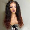 13x6 HD Transparent Lace Front Deep Wave Human Hair Wig With Baby Hair Chocolate Brown #1B/30 Color Water Wave For Women Glueless 150% Density Pre-Plucked Natural Hairline Natural Looking 18 Inch view 3