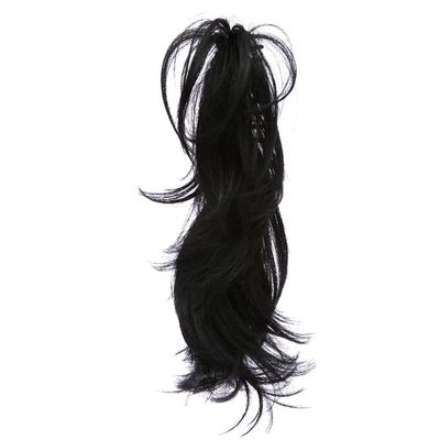 14Inch Synthetic Claw Ponytail Or Chignon Stylish Hair Exension Wavy Ponytail Bun Hairpieces dark black
