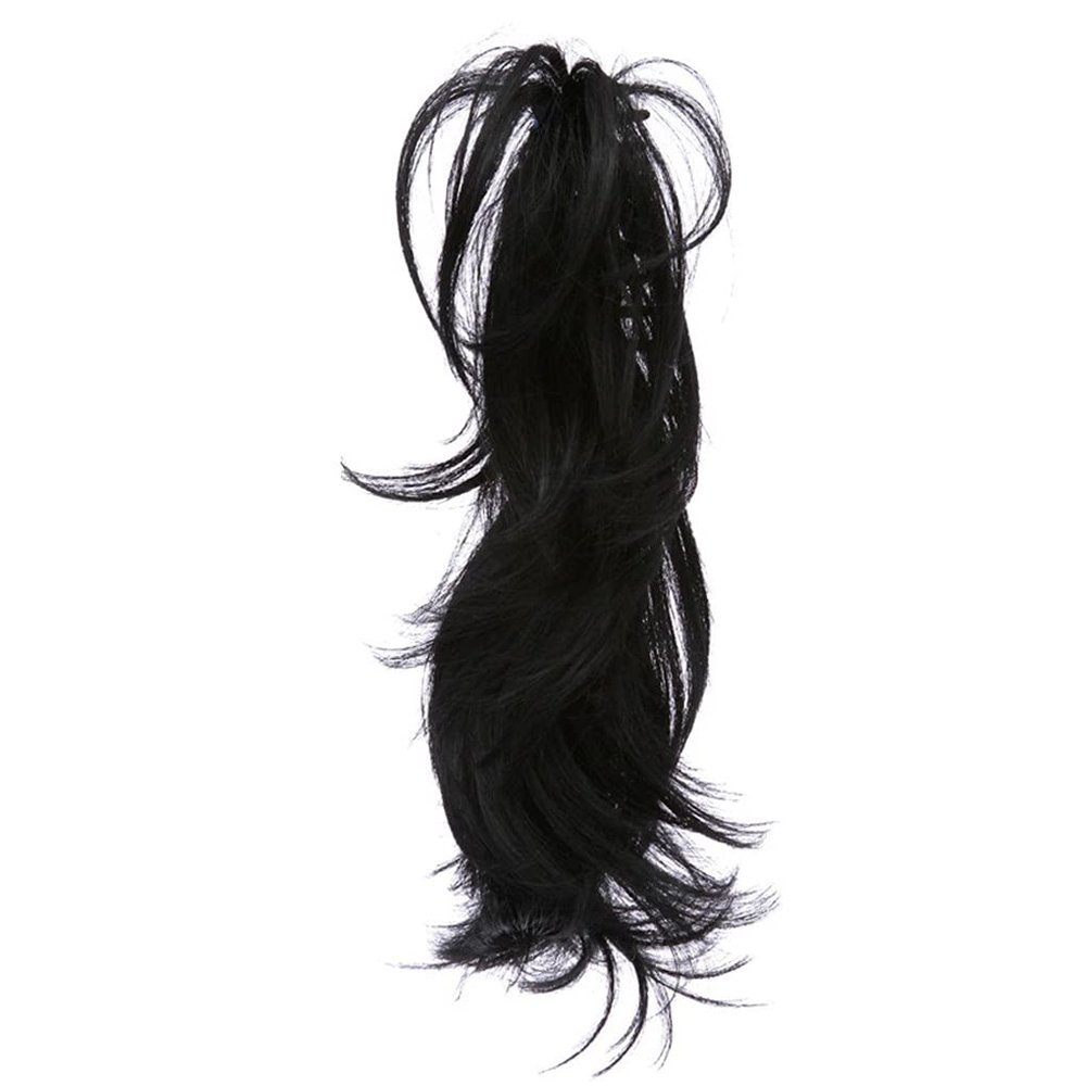 14Inch Synthetic Claw Ponytail Or Chignon Stylish Hair Exension Wavy Ponytail Bun Hairpieces dark black