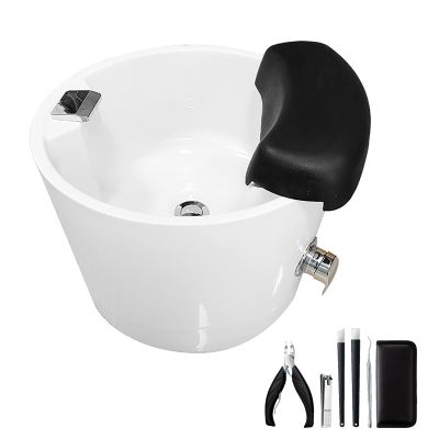 Foot Massager Acrylic Pedicure Sink Foot Spa with Pedicure Foot Rest with Heat Bubble Massage Raised Massage Nodes Health Manicure Basin Colorful Lamp Footbath (Size : Bath+Pedicure)