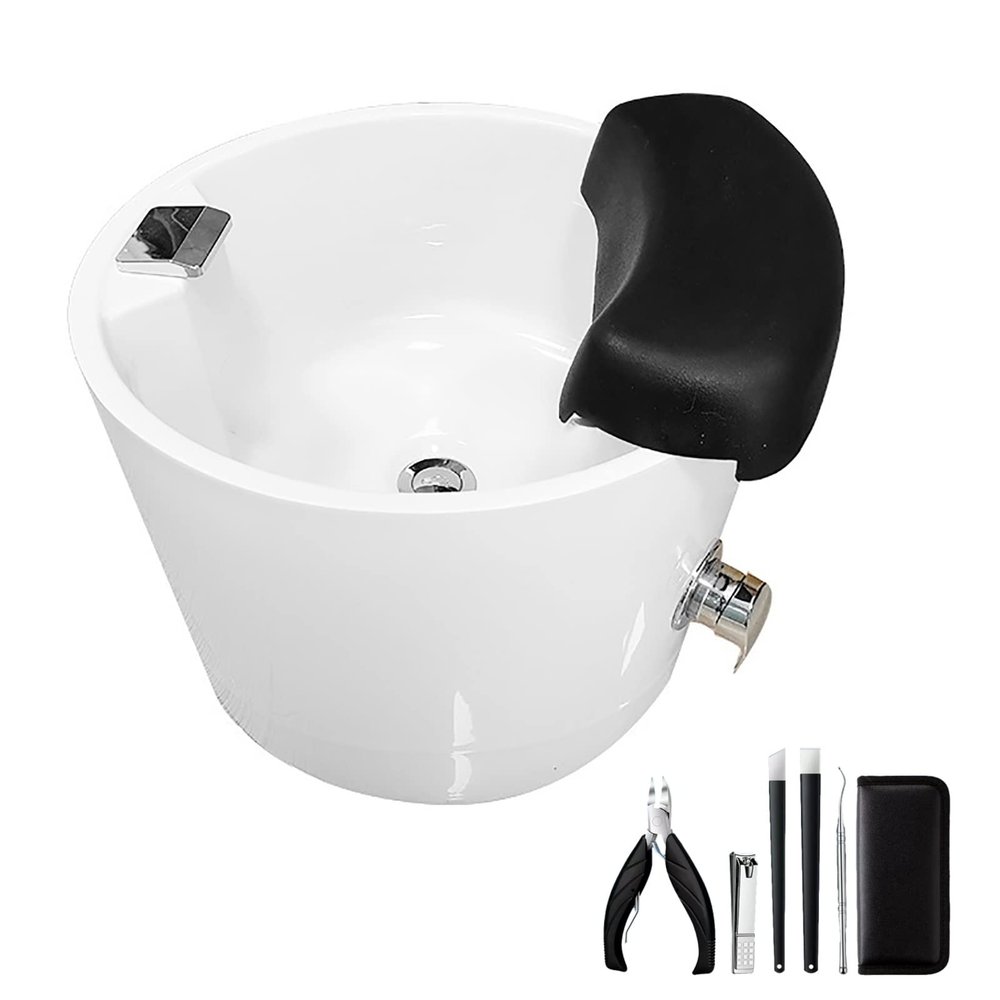Foot Massager Acrylic Pedicure Sink Foot Spa with Pedicure Foot Rest with Heat Bubble Massage Raised Massage Nodes Health Manicure Basin Colorful Lamp Footbath (Size : Bath+Pedicure)