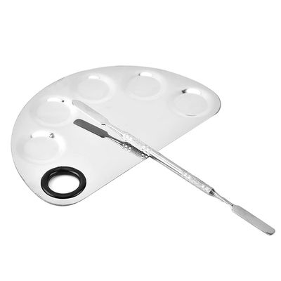 Angzhili 1 Pack Makeup Mixing Palette with Spatula Tool,6x3.9 Inches, Stainless Steel Cosmetic Mixing Palette, Makeup Artist Palette Tray for Mixing Foundations,Lipsticks,Eye Shadow,Nail Art