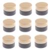 Healthcom 10 Pcs 15g/15ml Empty Jars Black Frosted Glass Jar Skin Care Eye Cream Jars Pot Vials with Wood Grain Lid Refillable Cosmetic Container Glass Cream Jars for Lotion Face Eyeshadow Lip Balms view 1