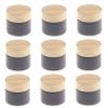 Healthcom 10 Pcs 10 Gram/10 ML Empty Jars Black Frosted Glass Cream Jar Pot Bottles Vials with Wood Grain Lids Cosmetic Container Refillable Glass Eye Cream Box Pot for Lotion Face Eyeshadow Lip Balms view 1