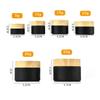 Healthcom 10 Pcs 10 Gram/10 ML Empty Jars Black Frosted Glass Cream Jar Pot Bottles Vials with Wood Grain Lids Cosmetic Container Refillable Glass Eye Cream Box Pot for Lotion Face Eyeshadow Lip Balms view 2