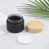 Healthcom 10 Pcs 10 Gram/10 ML Empty Jars Black Frosted Glass Cream Jar Pot Bottles Vials with Wood Grain Lids Cosmetic Container Refillable Glass Eye Cream Box Pot for Lotion Face Eyeshadow Lip Balms view 4
