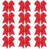 TUUXI 12pcs Large Cheering Bows 8 Inch Red Cheerleading Bows with Elastics Hair Ties Bands Ponytail Holder for Cheerleader Softball Football Competition College Sport view 1