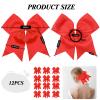 TUUXI 12pcs Large Cheering Bows 8 Inch Red Cheerleading Bows with Elastics Hair Ties Bands Ponytail Holder for Cheerleader Softball Football Competition College Sport view 2