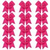 TUUXI 12pcs Large Cheering Bows 8 Inch Pink Cheerleading Bows with Elastics Hair Ties Bands Ponytail Holder for Cheerleader Softball Football Competition College Sport view 1
