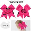TUUXI 12pcs Large Cheering Bows 8 Inch Pink Cheerleading Bows with Elastics Hair Ties Bands Ponytail Holder for Cheerleader Softball Football Competition College Sport view 2