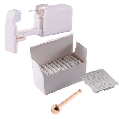 CHUANCI 24PCS/Box Disposable Safe Sterile Piercing Unit for Nose Automatic Bending Rod More Safe Nose Piercing Gun Piercer Machine Kit (24PCS/Box-Rose Gold Half Ball)