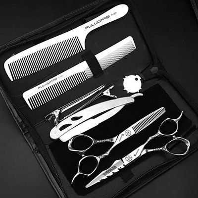 Hair Cutting Scissors, 5.5/6/7 inch professional hairdressing scissors barber shop haircut thinning 440C stainless steel tool razor BY ZZYY (Color : Blue)