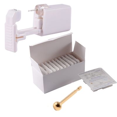 CHUANCI 24PCS/Box Disposable Safe Sterile Piercing Unit for Nose Automatic Bending Rod More Safe Nose Piercing Gun Piercer Machine Kit (24PCS/Box-God Half Ball)
