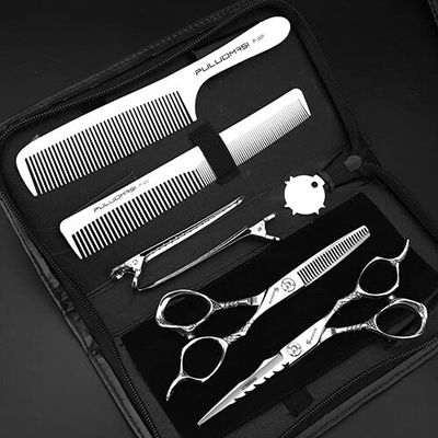 Hair Cutting Scissors, 5.5/6/7 inch professional hairdressing scissors barber shop haircut thinning 440C stainless steel tool razor BY ZZYY (Color : GRAY)