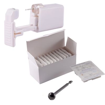 CHUANCI 24PCS/Box Disposable Safe Sterile Piercing Unit for Nose Automatic Bending Rod More Safe Nose Piercing Gun Piercer Machine Kit (24PCS/Box-Black Half Ball)