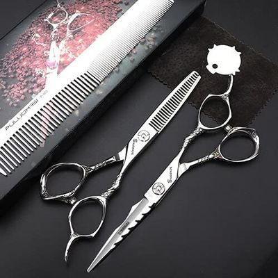 Hair Cutting Scissors, 5.5/6/7 inch professional hairdressing scissors barber shop haircut thinning 440C stainless steel tool razor BY ZZYY (Color : Purple)