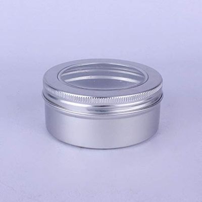 20PCS Tin Jars with Transparent Window Aluminum Tin Box DIY Cream Cake Box Makeup Organizer for Lip Balm Mini Tea Box Cans 150ml