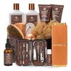 21 Pcs Christmas Gifts for Men, Bath Gift Set & Shave Beard Kit with Leather Bag, Sandalwood Bergamot Home Spa Kit, Relaxing Men's Gift Basket, Birthday, Father's Day Gift, Dad, Boyfirend, Husband view 1