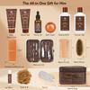 21 Pcs Christmas Gifts for Men, Bath Gift Set & Shave Beard Kit with Leather Bag, Sandalwood Bergamot Home Spa Kit, Relaxing Men's Gift Basket, Birthday, Father's Day Gift, Dad, Boyfirend, Husband view 2