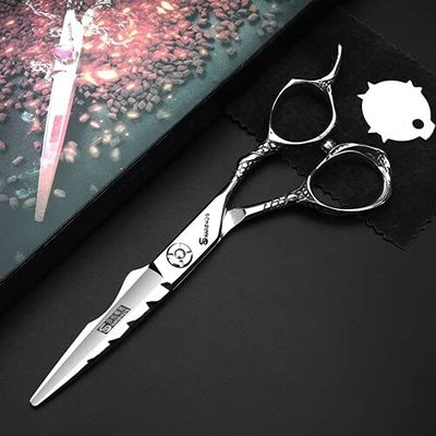 Hair Cutting Scissors, 5.5/6/7 inch professional hairdressing scissors barber shop haircut thinning 440C stainless steel tool razor BY ZZYY (Color : Black)