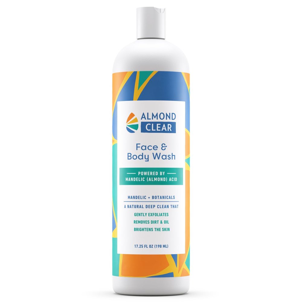 Almond Clear Face & Body Wash | Skin Care for Acne and Folliculitis-Prone Skin - Gentle Acne Face & Body Wash, Exfoliating Cleanser with Mandelic Acid | 17.25 oz