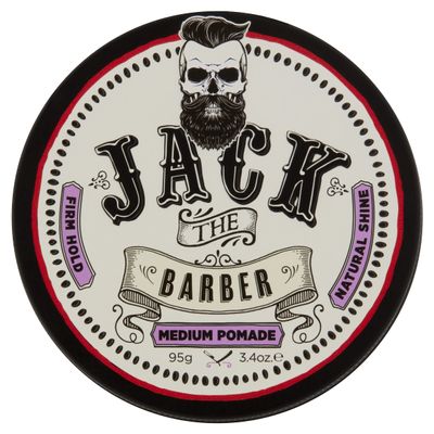 Jack the Barber - Medium Pomade for Hair Styling, Enhances Hair Thickness, Water Soluble No Flaking, Firm Hold, Ideal for Short to Medium Hair Length Styles, 3.4oz