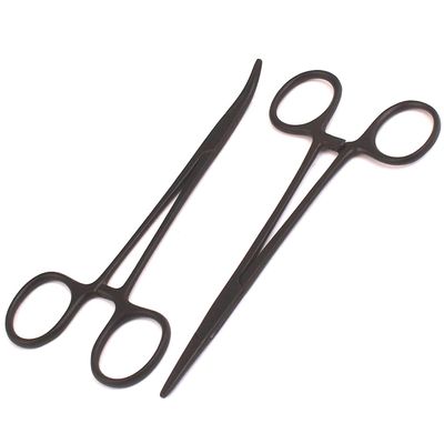 AAProTools Body Piercing Hemostat Mosquito Forceps 5" Straight & Curved Stainless Steel Professional Septum Ear Nipple Belly Nose Tongue Lip Navel Eyebrow (Black)