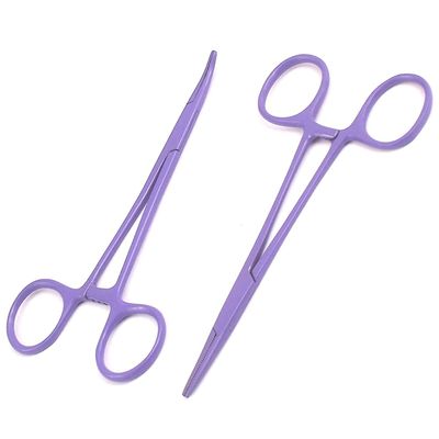 AAProTools Body Piercing Hemostat Mosquito Forceps 5" Straight & Curved Stainless Steel Professional Septum Ear Nipple Belly Nose Tongue Lip Navel Eyebrow (Purple)
