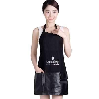 TILYIALA Hair Stylist Apron, Haircut Cosmetologist Waterproof Wrinkle Free Barber Aprons for Women Men Hairstylist Bib with Pocket Adjustable Neck Strap Hairdressing Work Apron (Black Patchwork)