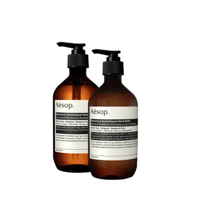 Aesop Reverence Hand Wash & Balm Holiday Gift Set | Woody, Earthy Duo that Exfoliates & Hydrates Hands | 16.9 oz / 500mL (Set of 2)