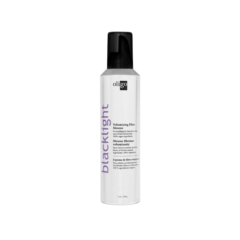 Oligo Professionnel - Blacklight Volumizing Fiber Mousse - Non sticky - For fuller styled looks - For all hair types - Volume booster styling foam - Paraben and sulfate free - 8.5 oz