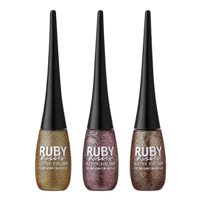 Ruby Kisses I-Bling Liquid Eyeliner 3 PACK (Glitz N' Gold,Pink Storm,Bronze Medal)