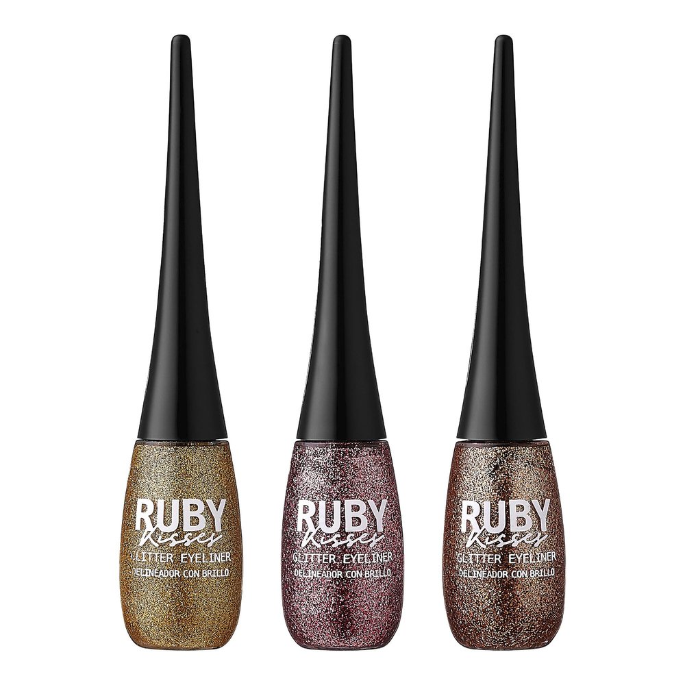 Ruby Kisses I-Bling Liquid Eyeliner 3 PACK (Glitz N' Gold,Pink Storm,Bronze Medal)