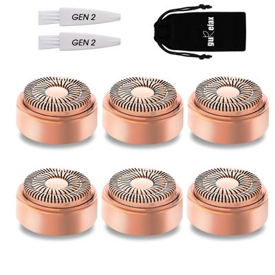 Replacement Heads for Flawless Facial Hair Remover, Replacement Blades for Finishing Touch Flawless Hair Removal Gen 2, 6 Count 18k Gold Heads with Storage Bag